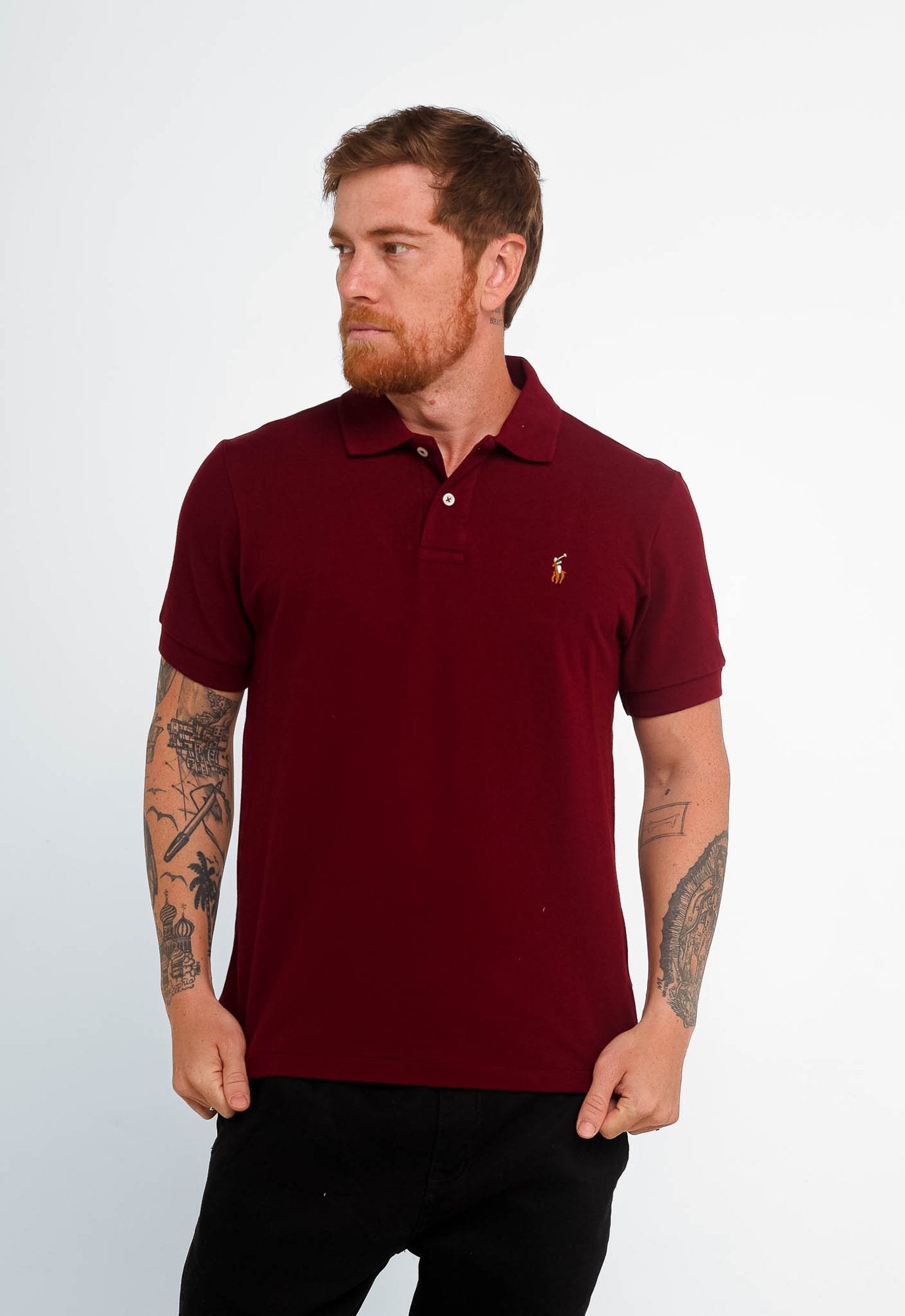 POLO RALPH LAUREN CUSTOM FIT - PONEY COLORIDO - VINHO