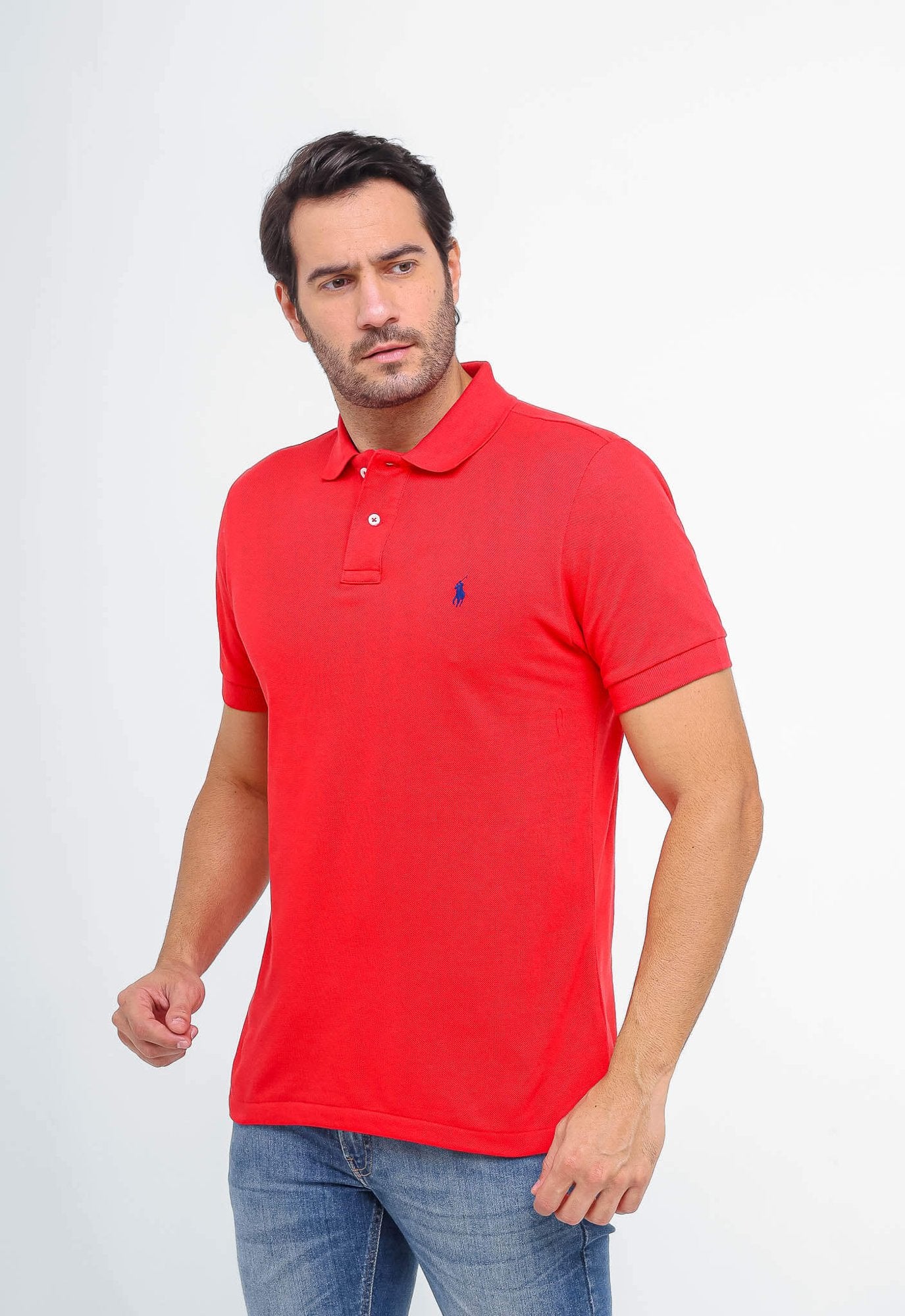 POLO RALPH LAUREN CUSTOM FIT - PONEY MARINHO - VERMELHO