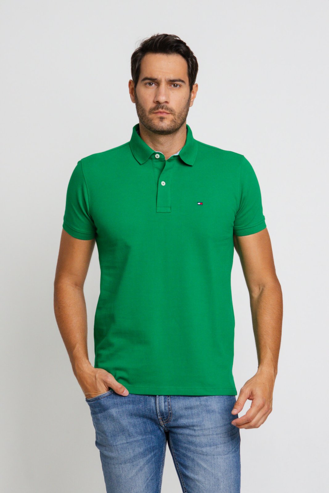 POLO TOMMY HILFIGER CUSTOM FIT - VERDE BANDEIRA