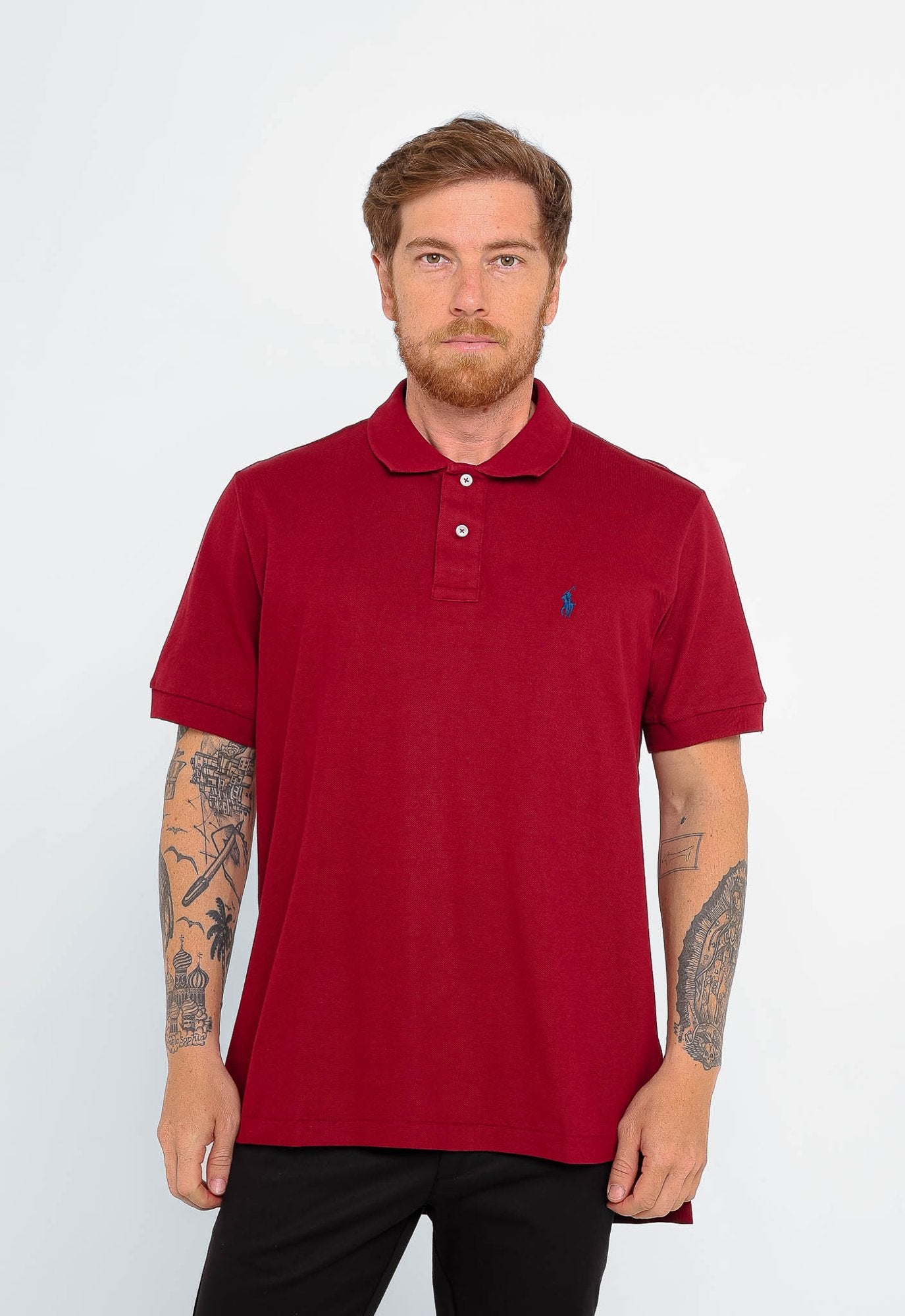 POLO RALPH LAUREN CUSTOM FIT - PONEY AZUL - VINHO