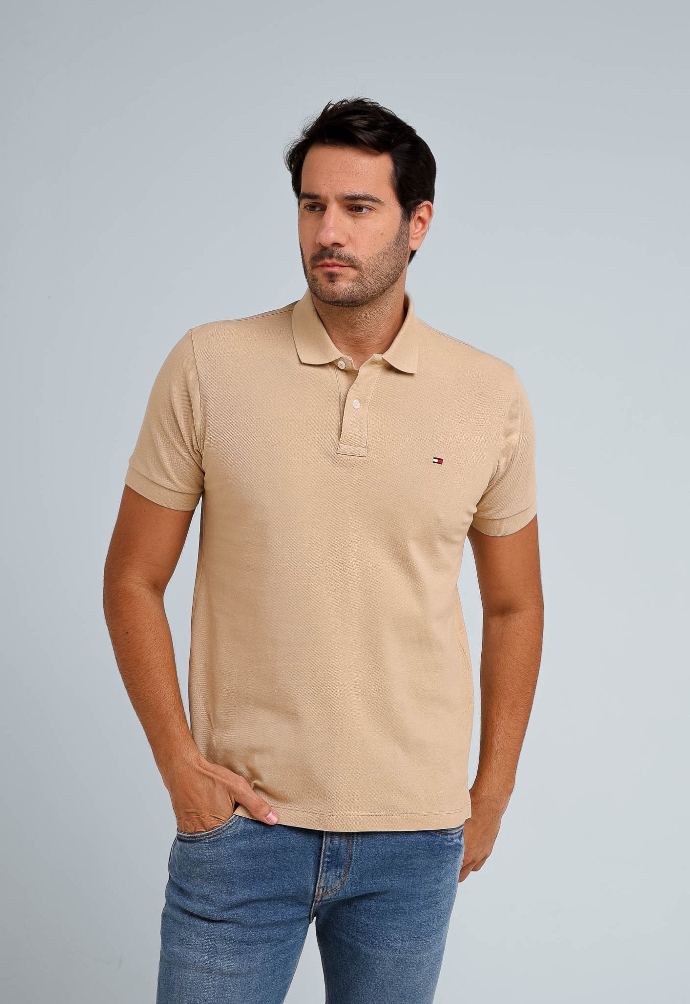 POLO TOMMY HILFIGER CUSTOM FIT - BEGE