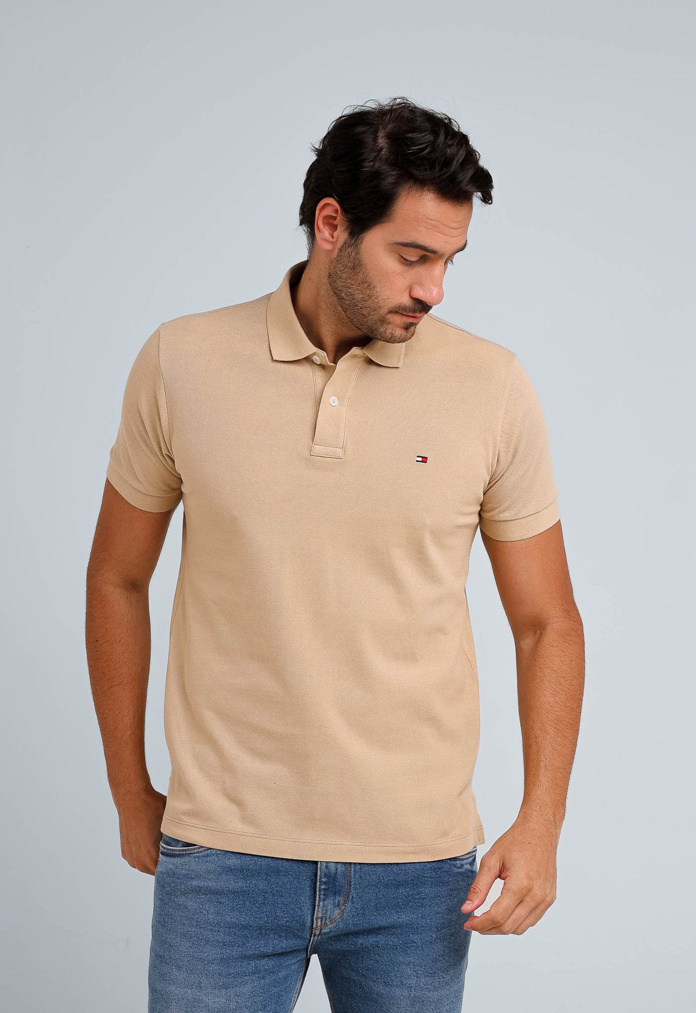 POLO TOMMY HILFIGER CUSTOM FIT - BEGE