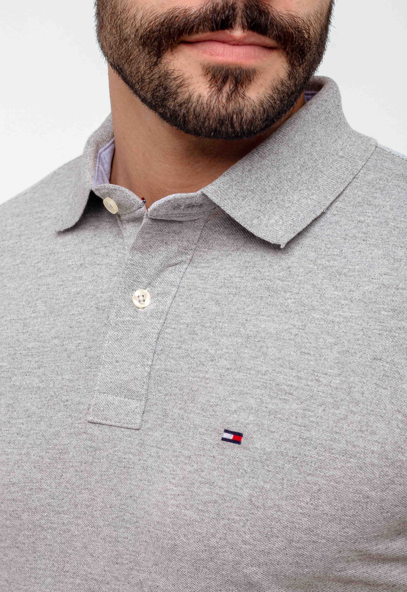 POLO TOMMY HILFIGER CUSTOM FIT - CINZA