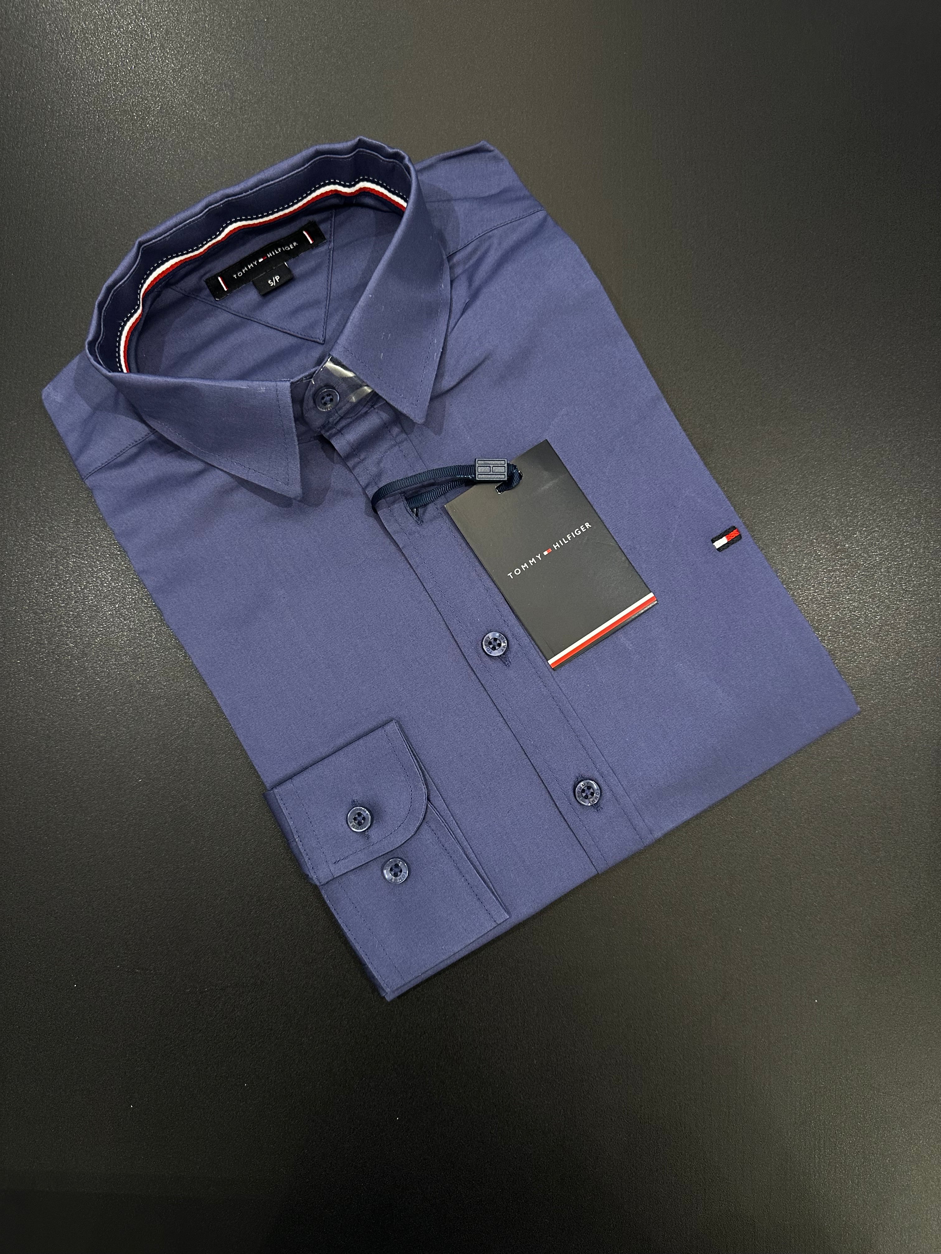 CAMISA TOMMY HILFIGER MANGA LONGA REGULAR FIT- AZUL