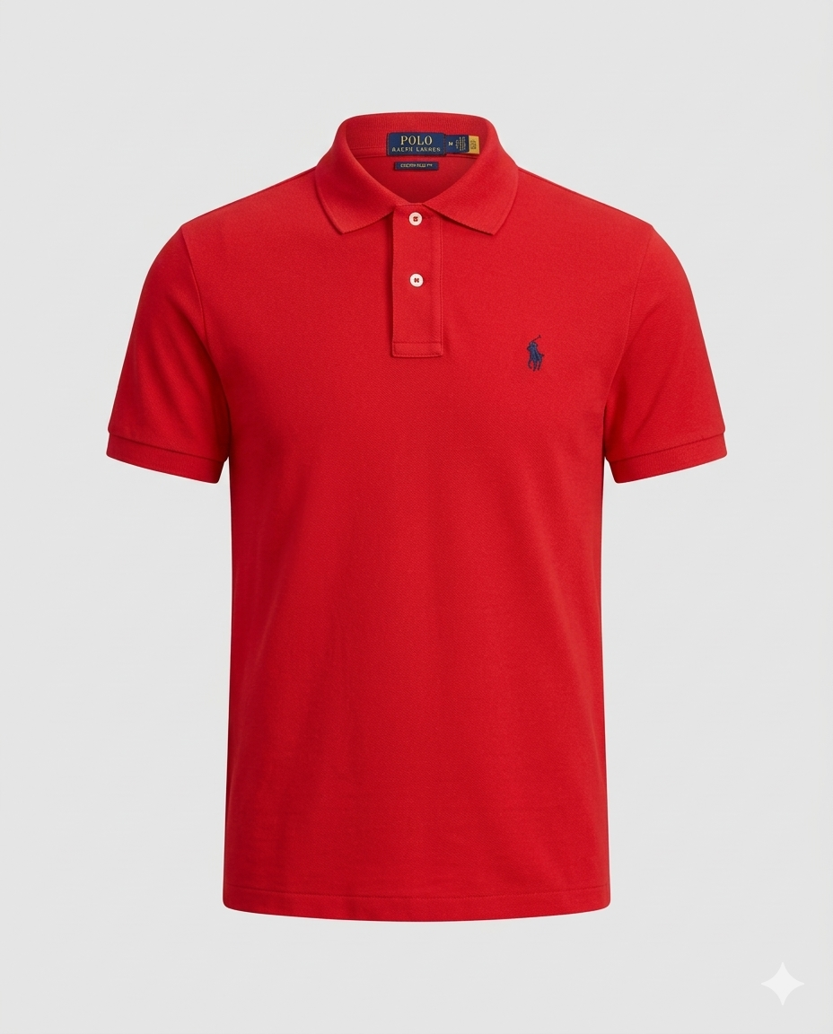 Polo Ralph Lauren Custom Fit - Poney Marinho - Vermelho