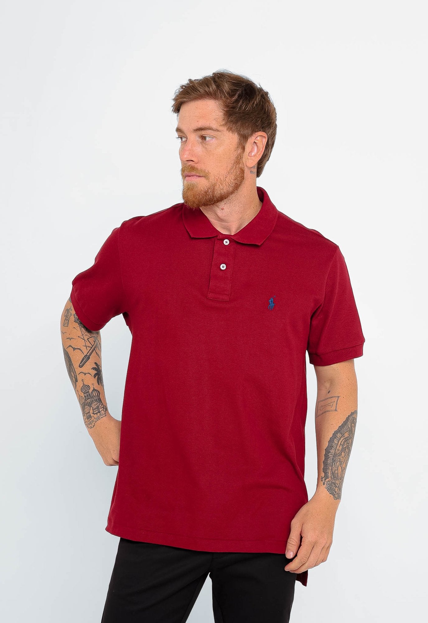 POLO RALPH LAUREN CUSTOM FIT - PONEY AZUL - VINHO