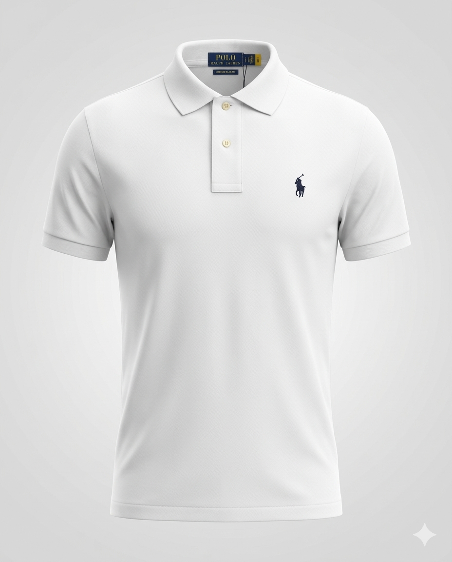 Polo Ralph Lauren Custom Fit - Poney Azul - Branco