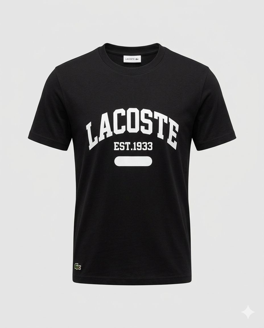 Camiseta Oversize Lacoste Est.1933 Peruana Pima - Preto