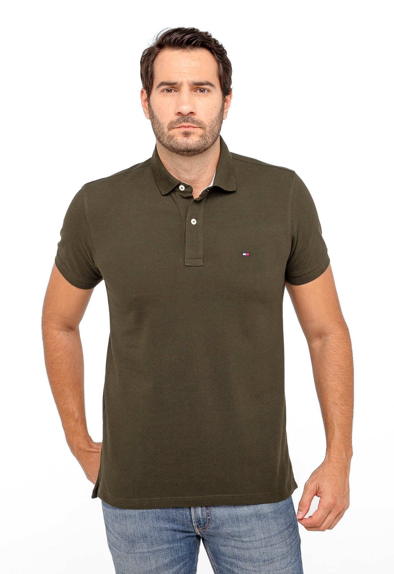 POLO TOMMY HILFIGER CUSTOM FIT - VERDE MILITAR