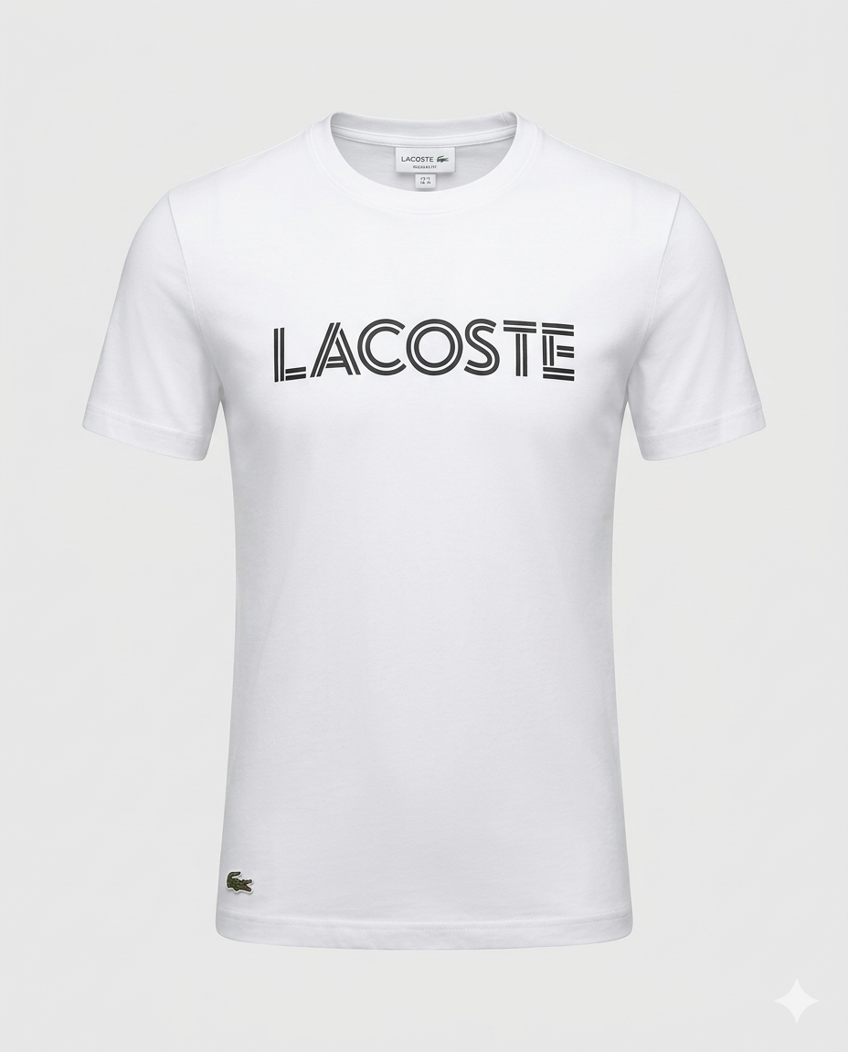 Camiseta Lacoste Risca Peruana Pima - Branco