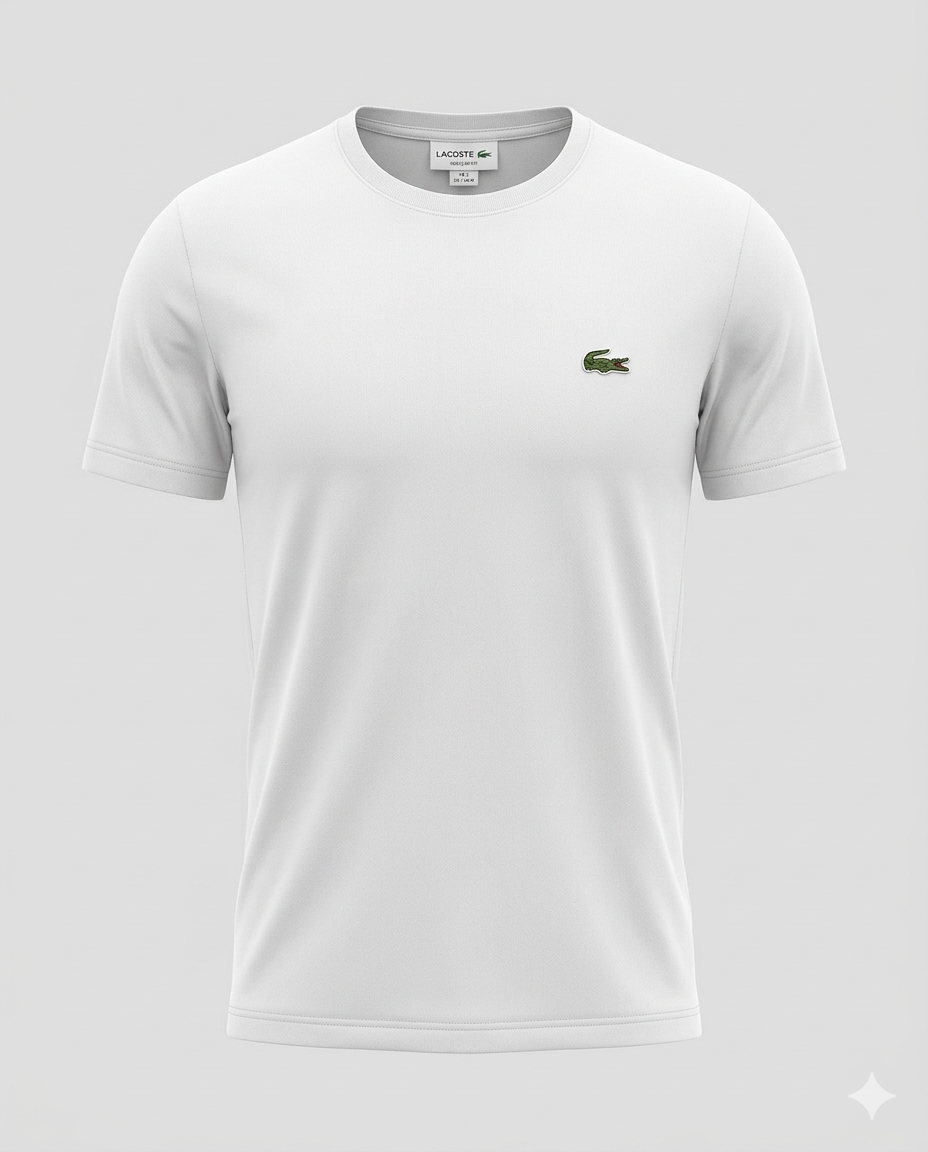 Camiseta Lacoste Básica Peruana Pima - Branco