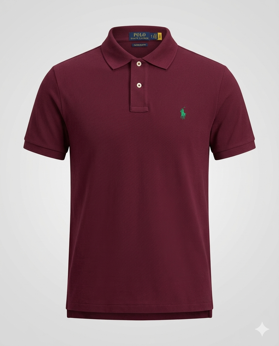 Polo Ralph Lauren Custom Fit - Poney Verde - Vinho