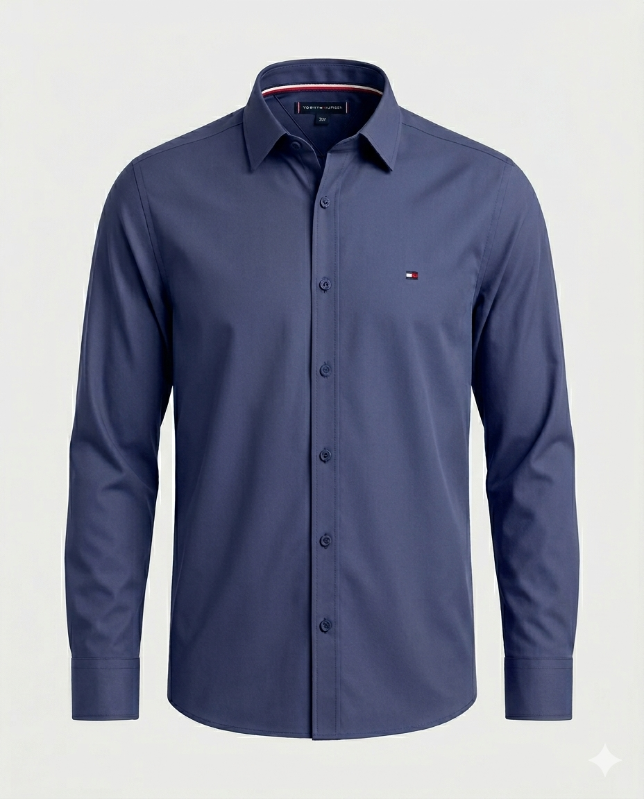 Camisa Tommy Hilfiger Manga Longa Regular Fit - Azul