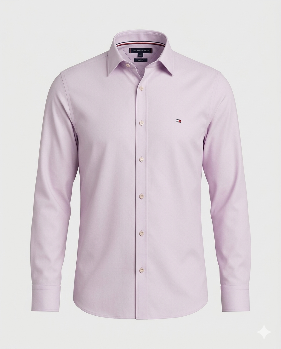 Camisa Tommy Hilfiger Manga Longa Regular Fit - Rosa