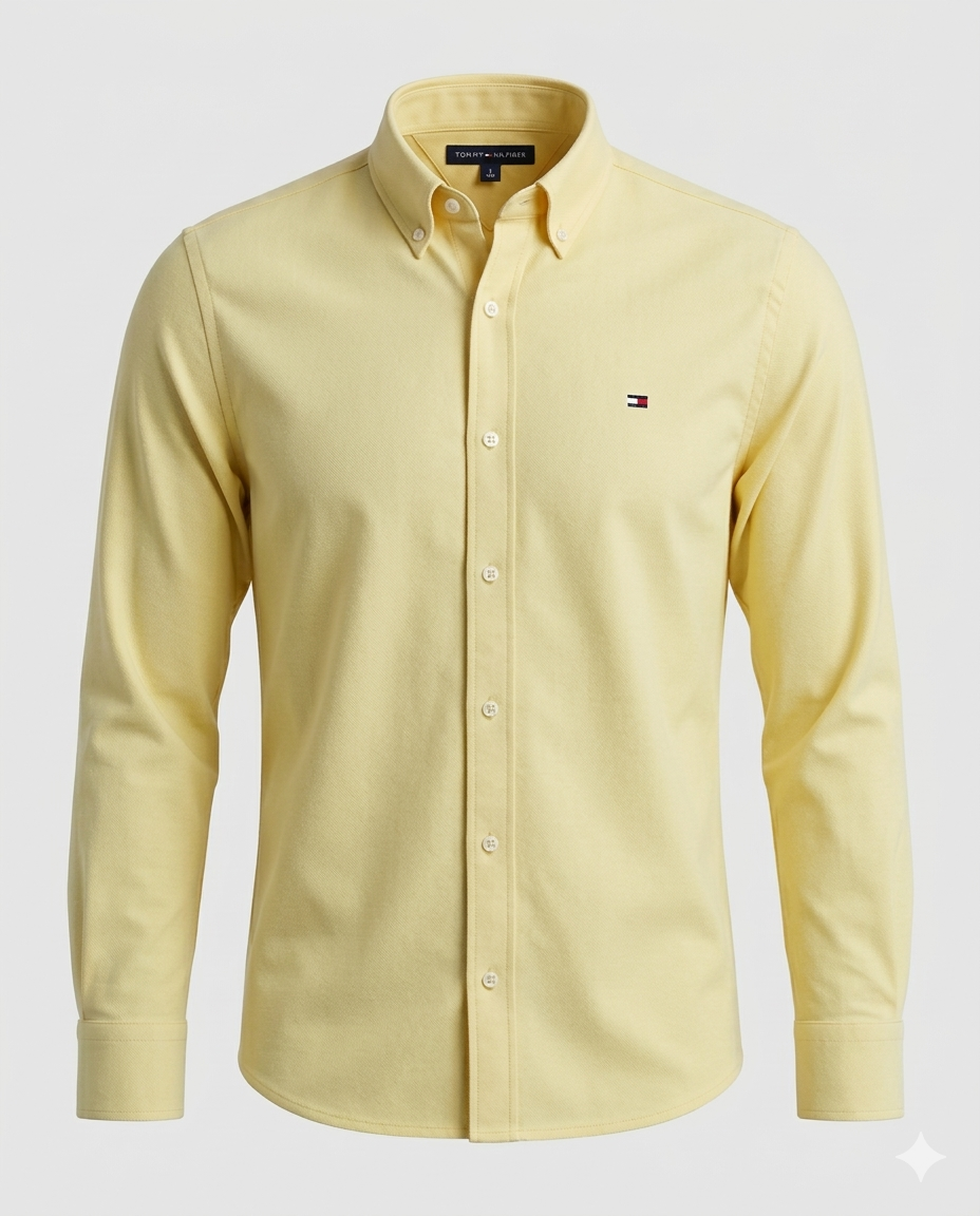 Camisa Tommy Hilfiger Manga Longa Regular Fit - Amarela