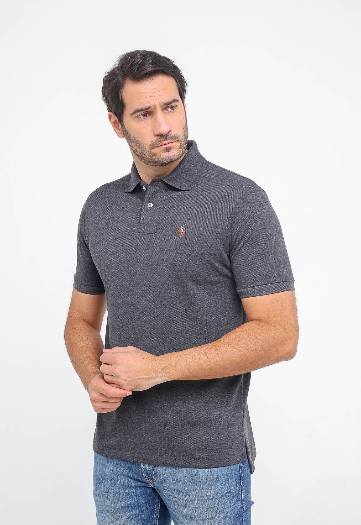 POLO RALPH LAUREN CUSTOM FIT - PONEY COLORIDO - CINZA