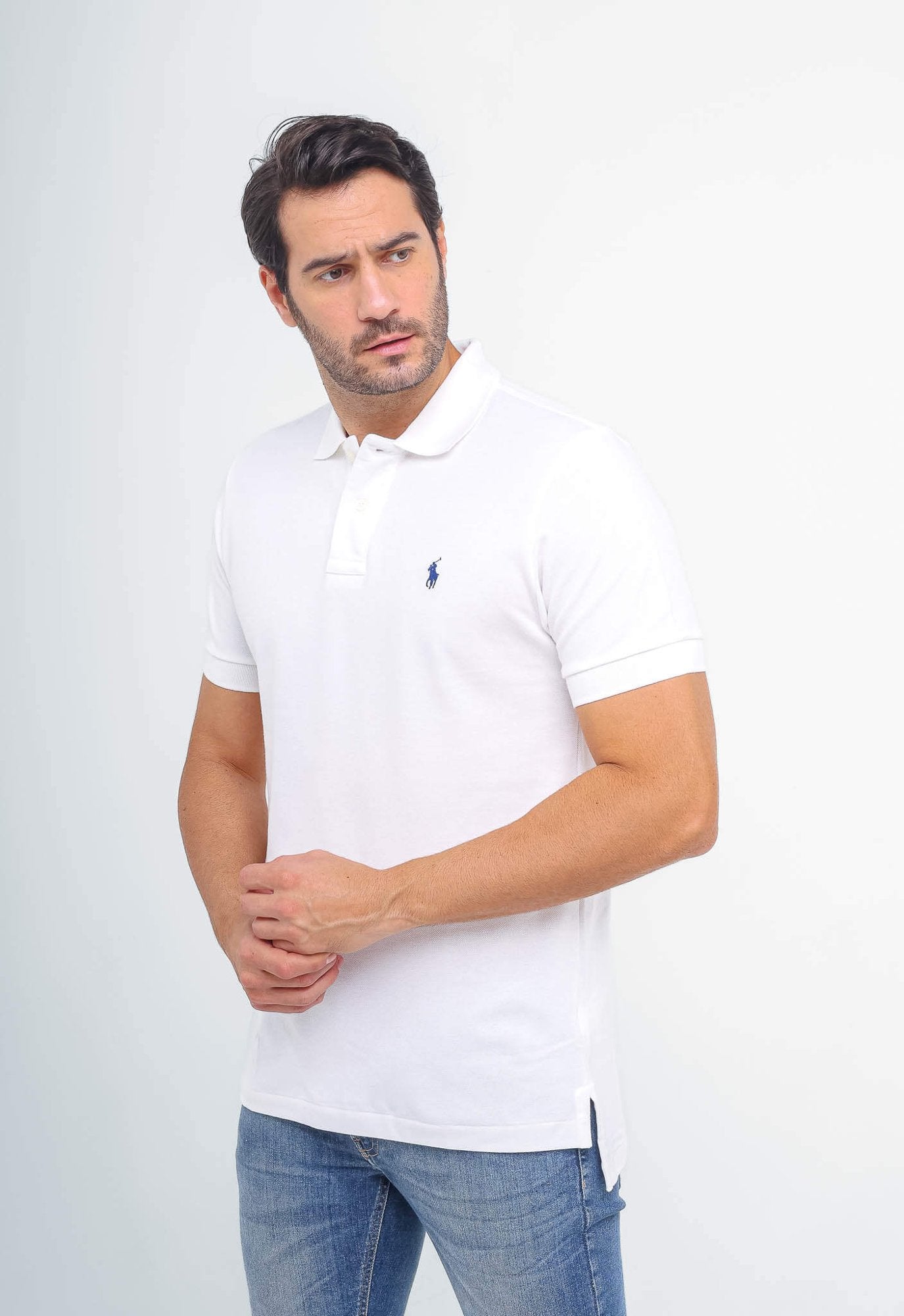 POLO RALPH LAUREN CUSTOM FIT -  PONEY AZUL - BRANCO
